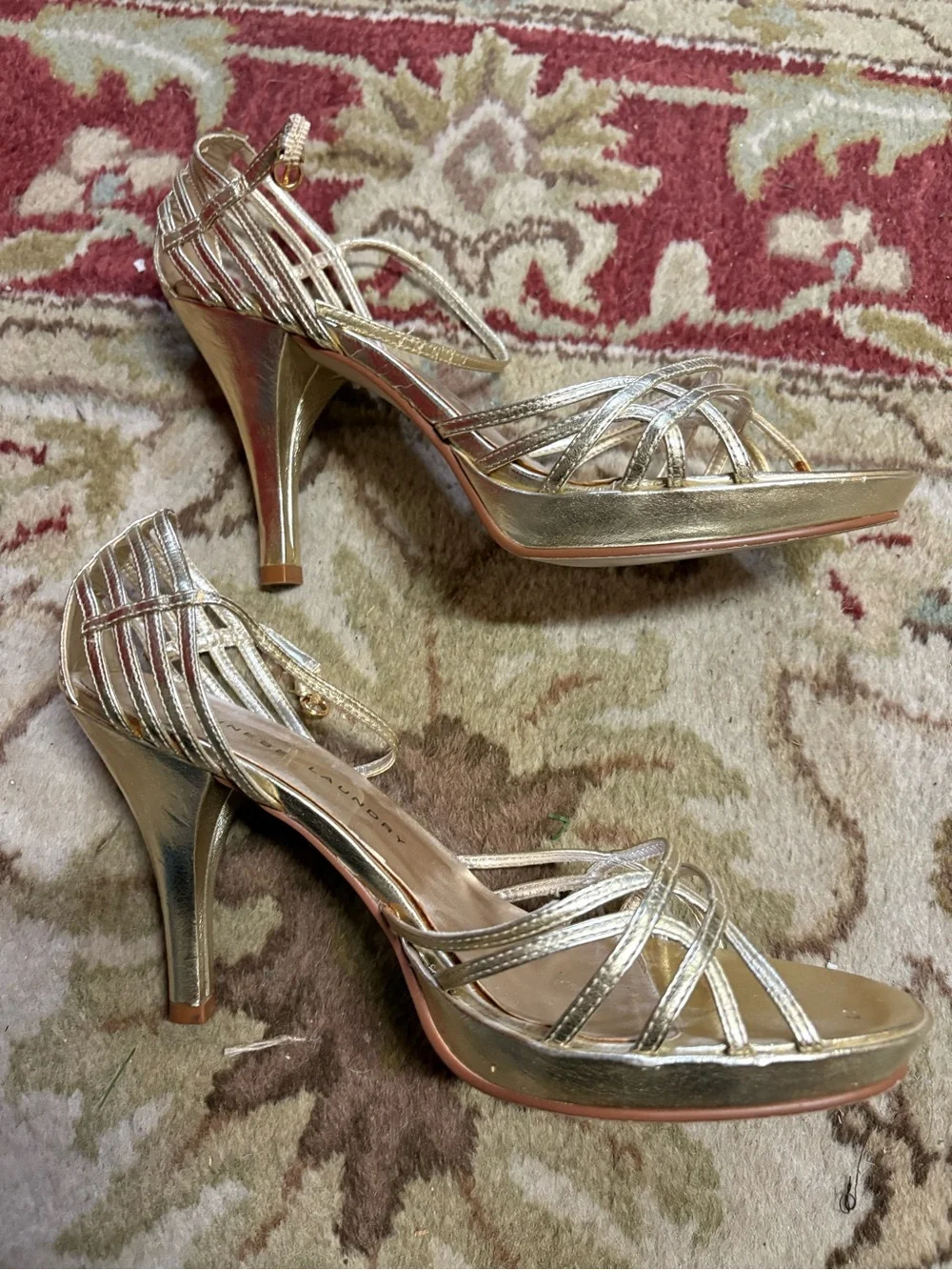 Chinese Laundry Metallic Gold Strappy Heels
